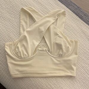 Princess Polly Cream white cropped front Crosed cropped top